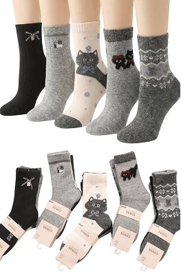 4x Kaszmirowe skarpetki damskie wzorzyste LM18-520