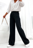Spodnie damskie dzwony szeroka nogawka eleganckie - czarny