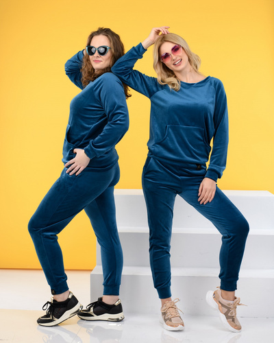 Dres welurowy damski Judyta - morski