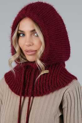 Kaptur komin zimowy z syntetycznego moheru 1704 - bordo