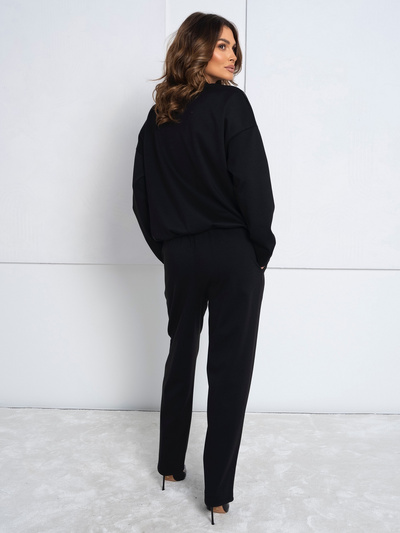 Czarny elegancki komplet damski bluzka + spodnie 506