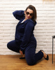 Damski dres welurowy z bluzą na zamek 8216 plus size