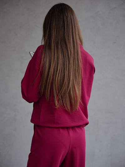 Damski dres bawełniany o klasycznym kroju 82162 - bordo