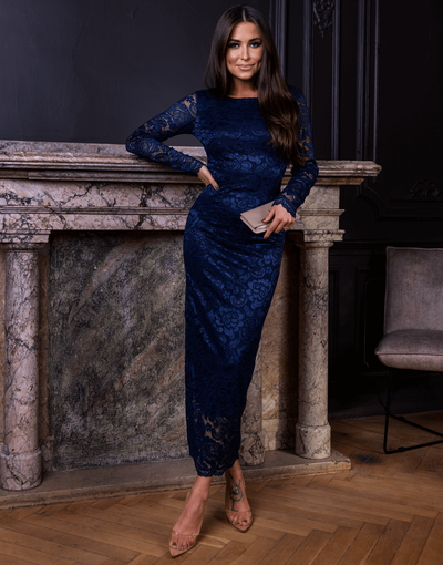 Długa wieczorowa sukienka 789 - granatowy