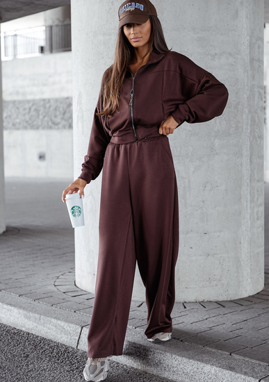 Dres damski z delikatnej wiskozy bluza oversize spodnie z szeroką nogawką 821109
