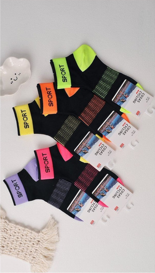 5x Sportowe skarpetki damskie z kolorowym motywem Cosas LM25-70