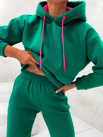 Dres damski bawełniany ocieplany 82143 - zielony