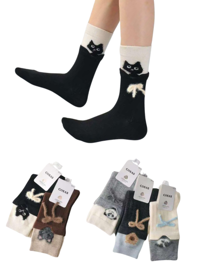 4x Kaszmirowe skarpetki damskie wzorzyste LM23-234