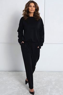 Czarny elegancki komplet damski bluzka + spodnie 506