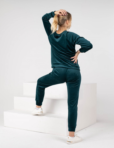 Dres welurowy damski Judyta - butelkowa zieleń