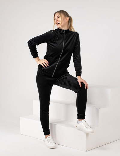 Dres welurowy damski Dagmara - czarny