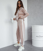 Damski dres welurowy bluza z kapturem + spodnie z lampasem 508 - beżowy