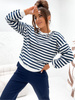 Dres damski bawełniany bluza w modne paski + gładkie spodnie 529