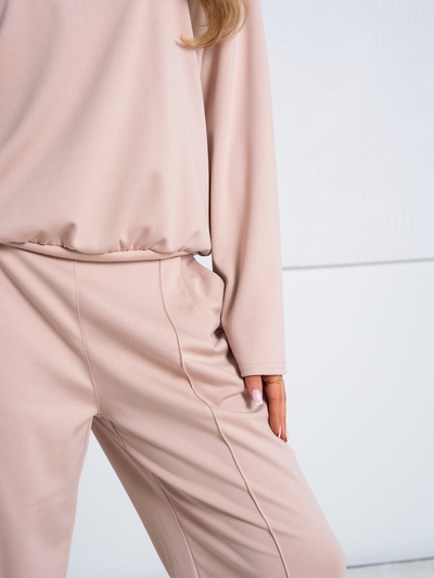 Beżowy elegancki komplet damski bluzka + spodnie 506