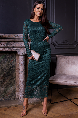 Długa wieczorowa sukienka 789 - butelkowa zieleń