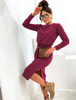 Sukienka bawełniana za kolano z rozcięciem na boku 773 - bordo