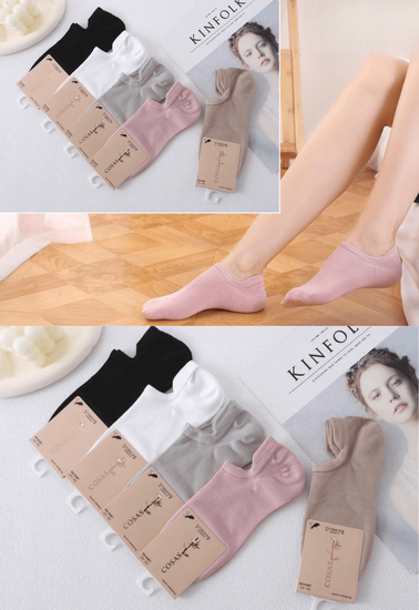 5x Damskie skarpetki stopki bambusowe z silikonem Cosas LM18-103