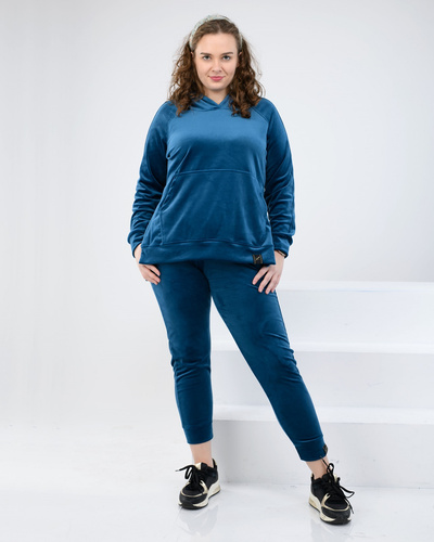 Dres welurowy damski Ewelina - morski