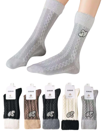 4x Kaszmirowe skarpetki damskie wzorzyste LM23-233