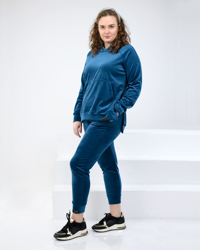 Dres welurowy damski Ewelina - morski