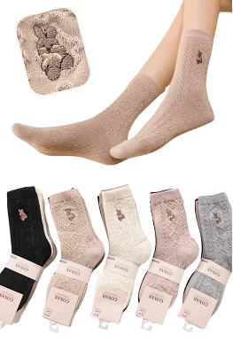 5x Bawełniane skarpetki damskie wzorzyste LM18-388