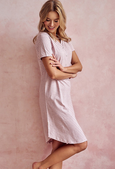 Taro koszula nocna z guzikami krótki rękaw Frankie 3125 - róż