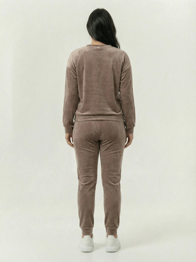 Damski dres welurowy komplet duże rozmiary PLUS SIZE cappuccino 556