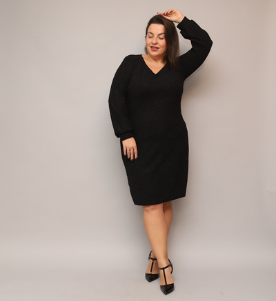 Błyszcząca sukienka z długim rękawem 691 Plus Size