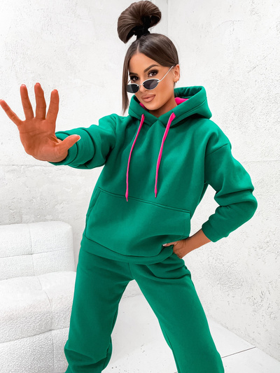 Dres damski bawełniany ocieplany 82143 - zielony