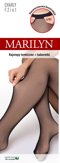 Termiczne rajstopy kabaretki MARILYN CHARLY F2w1 czarny/beż