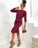 Sukienka bawełniana za kolano z rozcięciem na boku 773 - bordo