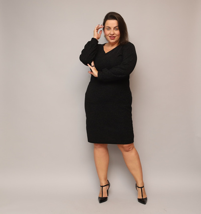 Błyszcząca sukienka z długim rękawem 691 Plus Size