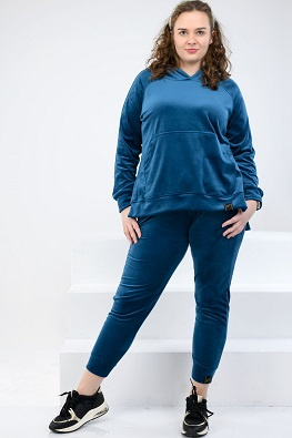 Dres welurowy damski Ewelina - morski