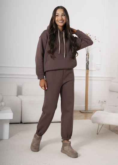 Dres damski bawełniany ocieplany 82143 - czekoladowy