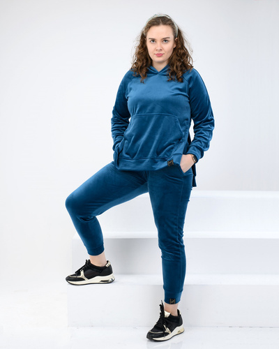 Dres welurowy damski Ewelina - morski