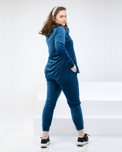 Dres welurowy damski Ewelina - morski