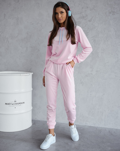 Damski dres welurowy bluza ze stójką 510 - różowy