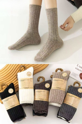 4x Ciepłe skarpetki damskie z grubego kaszmiru BDP8-86