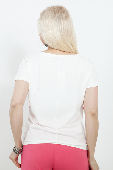 Sabra koszulka damska z kolorowym pasem 24Y09B0131 - fuksja