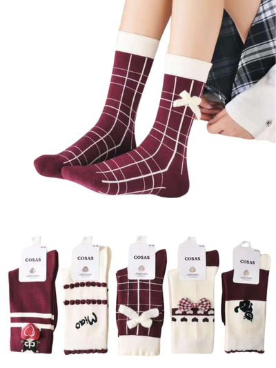 4x Kaszmirowe skarpetki damskie z naszywkami LM23-222