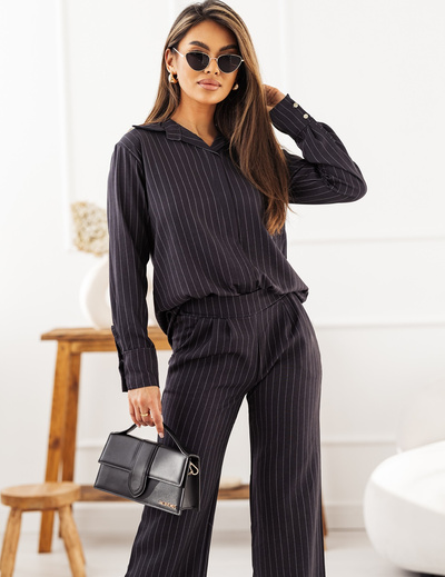 Eleganckie spodnie damskie typu szwedy 8254B - czarny