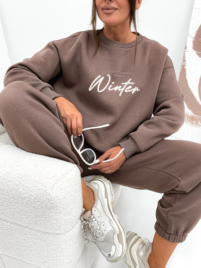 Ocieplany dres damski bawełniany VE105 cappuccino