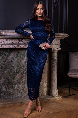 Długa wieczorowa sukienka 789 - granatowy