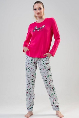 VIENETTA PIŻAMA DAMSKA W ZIMOWO-ŚWIĄTECZNY WZÓR