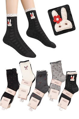 5x Bawełniane skarpetki damskie wzorzyste LM18-380