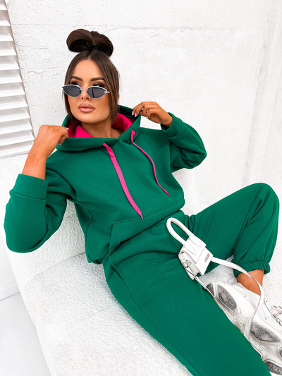 Dres damski bawełniany ocieplany 82143 - zielony