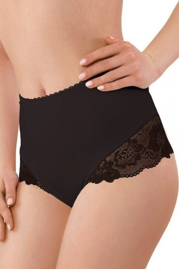 Wysokie majtki damskie z koronką Ewana figi 099 - czarny