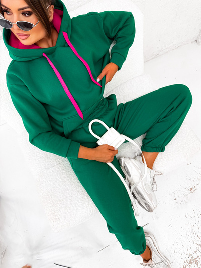 Dres damski bawełniany ocieplany 82143 - zielony