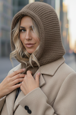 Kaptur komin zimowy z syntetycznego moheru 1704 - mokka