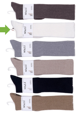 Podkolanówki wełniane damskie AN001 - kremowy